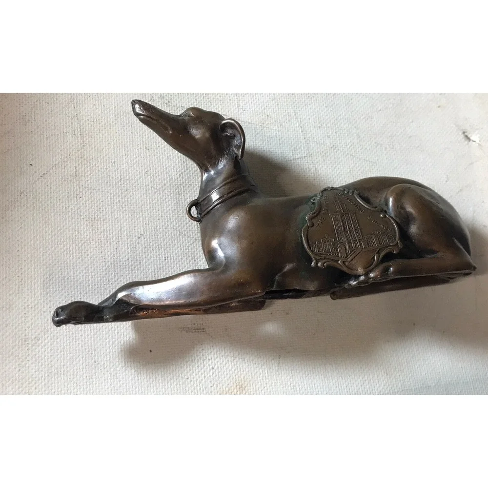 Antique The Wrigley Building Chicago Bros WHIPPET GREYHOUND SOUVENIR Bronze Dog